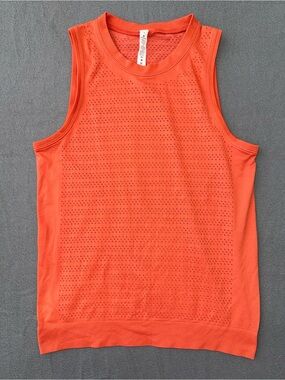 Lululemon Seamless Mesh Knit Sleeveless Tank Top Coral Orange Size 4